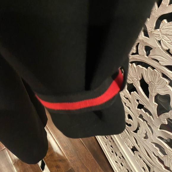 Black Grosgrain Red Stripe Classic Trench Coat - Picture 6 of 11